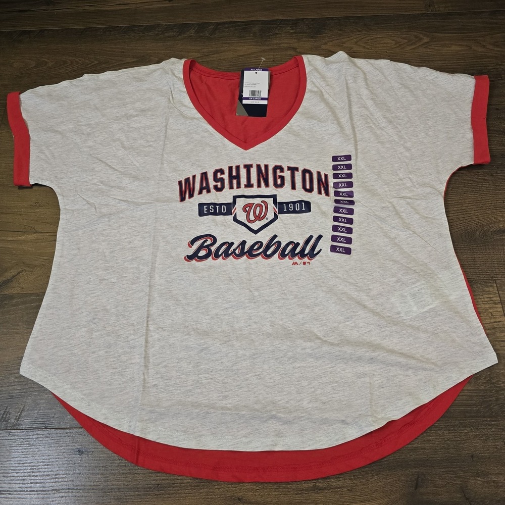 Majestic Washington Nationals‎ Shirt Womens XXL/2XL Short Sleeve MLB Baseball
